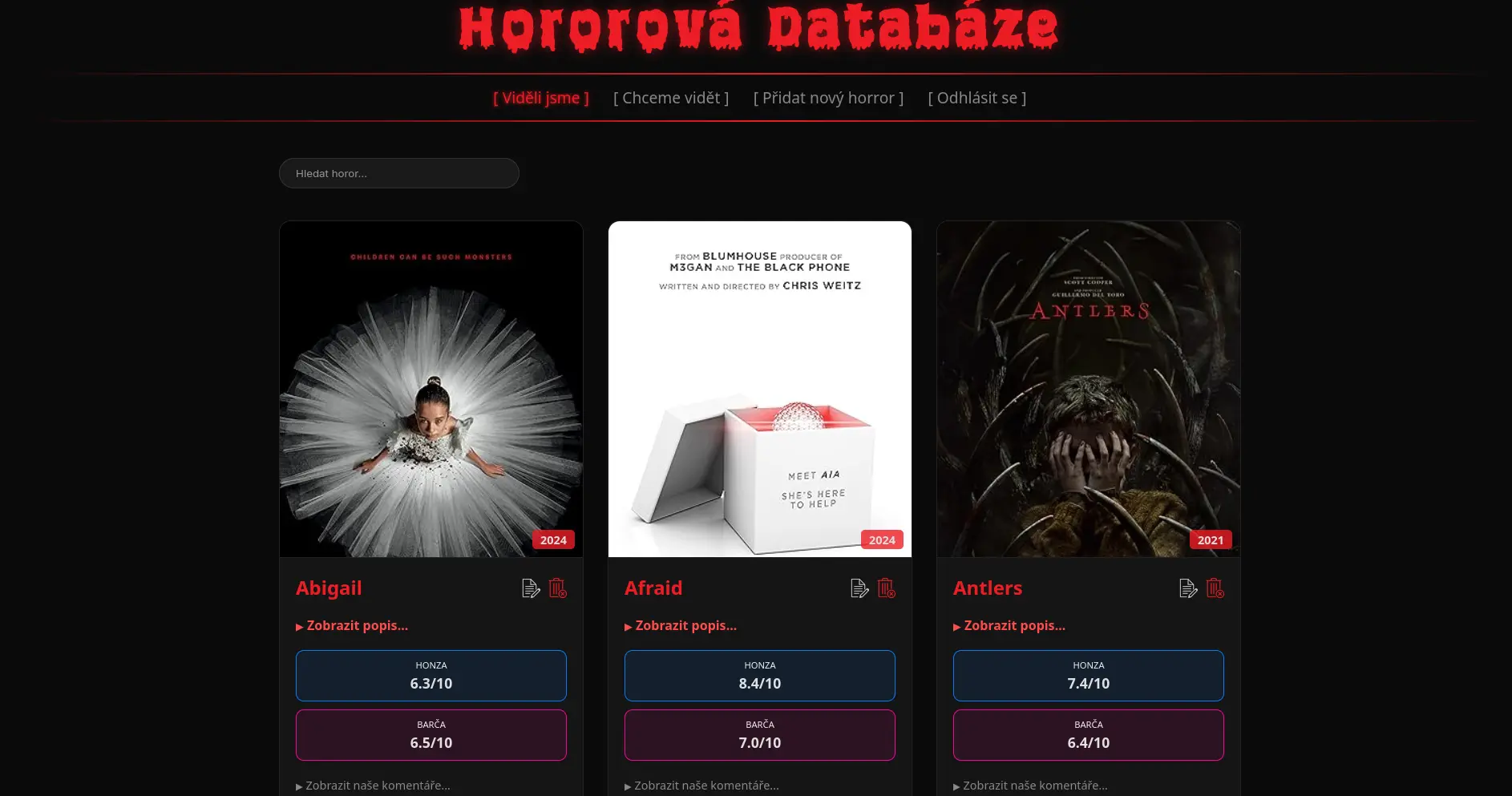 Hororová Databáze obrázek