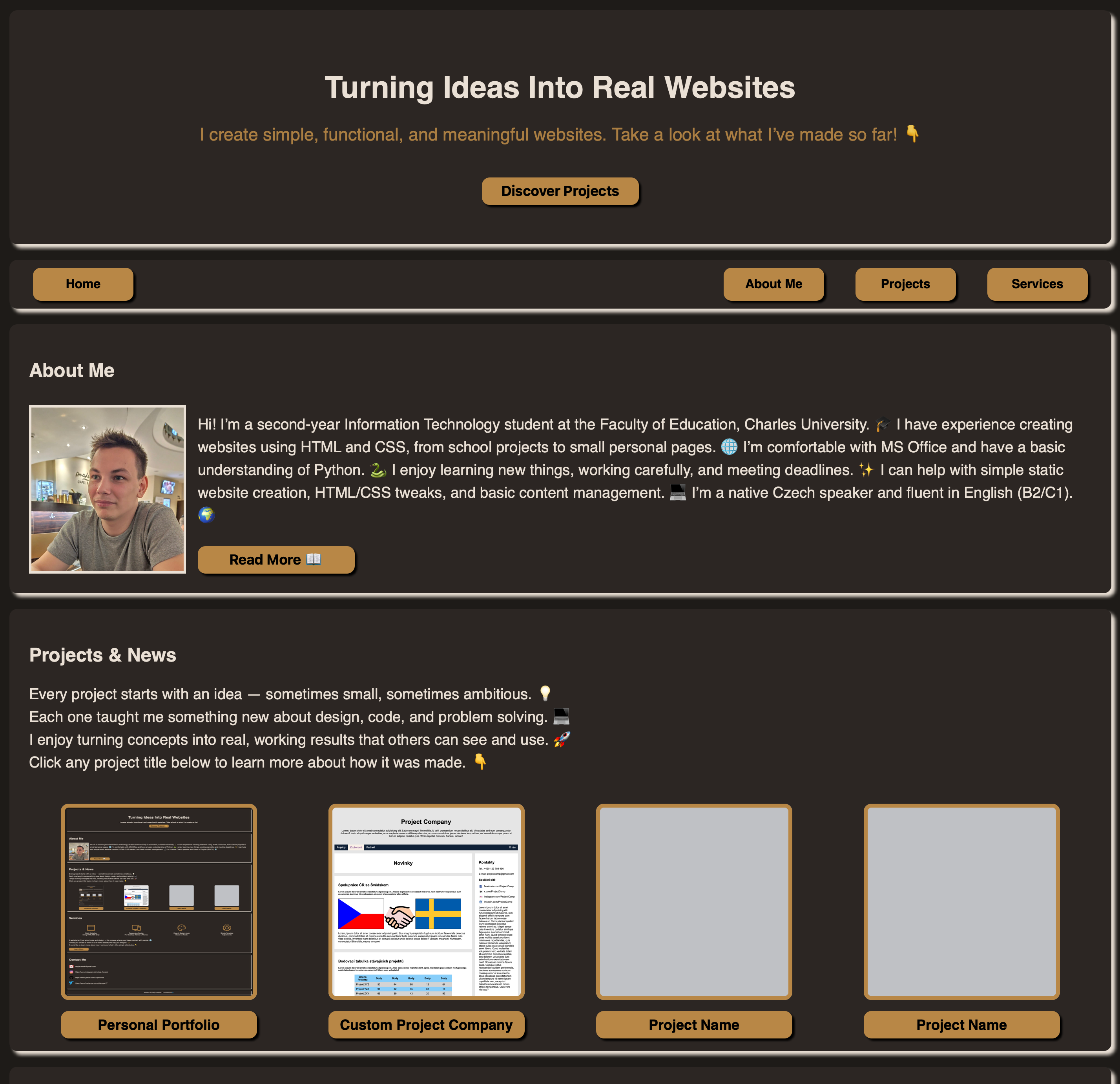 Osobní Portfolio Projekt Obrázek