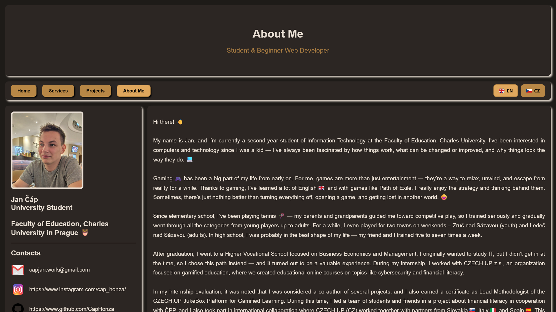 Snímek sekce O mně